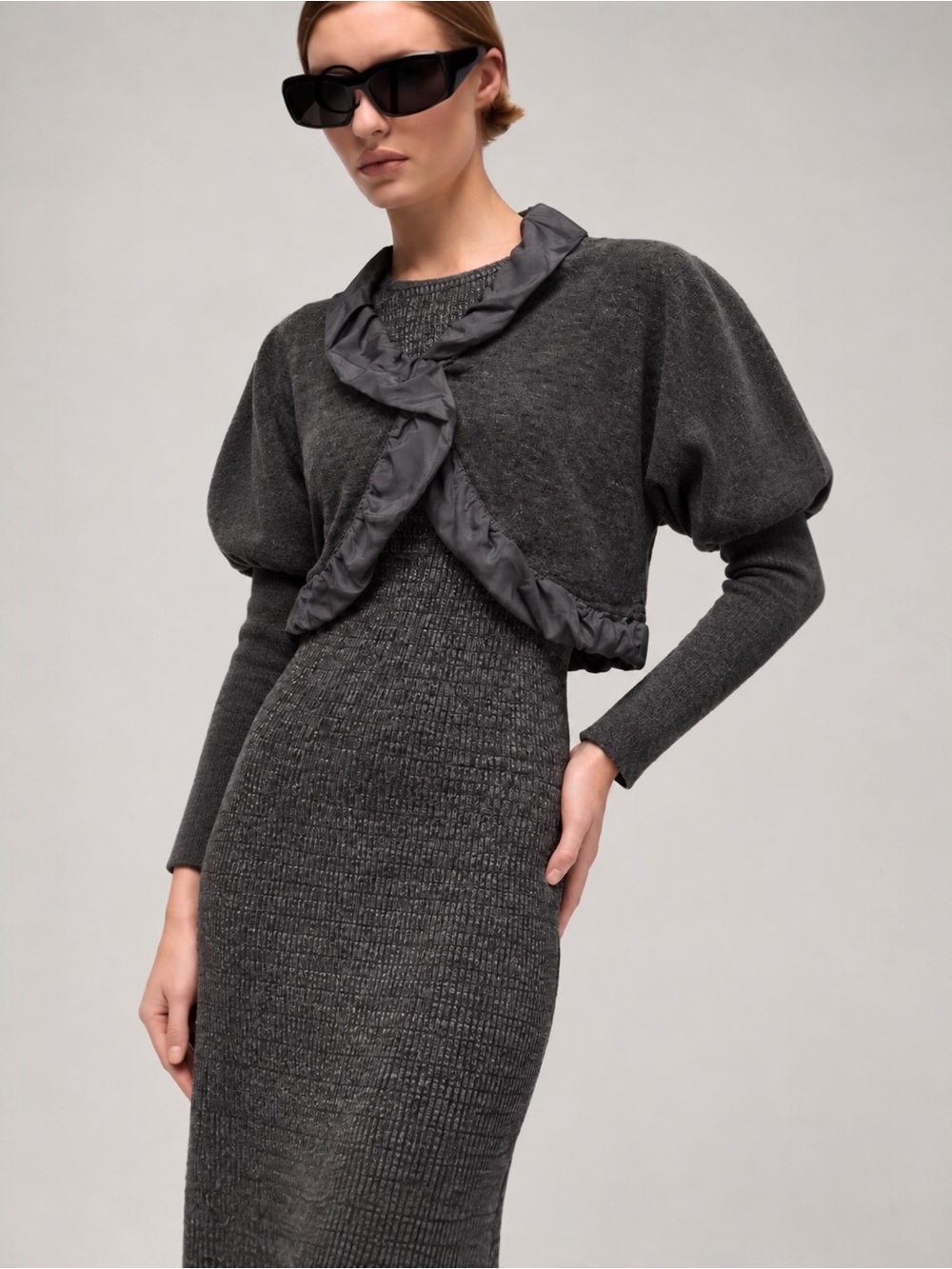 HOPE Stockholm Wool Silk Cropped Cardigan Shrug Sleeve Made in Italy M